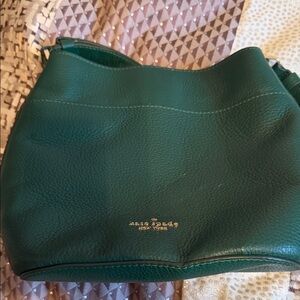 kate spade Forest Green Pebbled Leather Shoulder Bag with Gold Logo